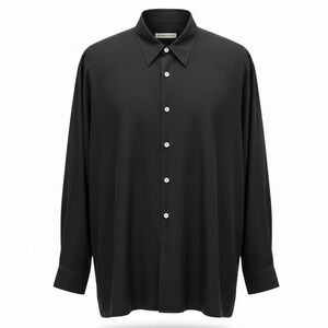 Burma Bibas Mens 100% Silk Long Sleeve Button Down Shirt Black Large RN 13185